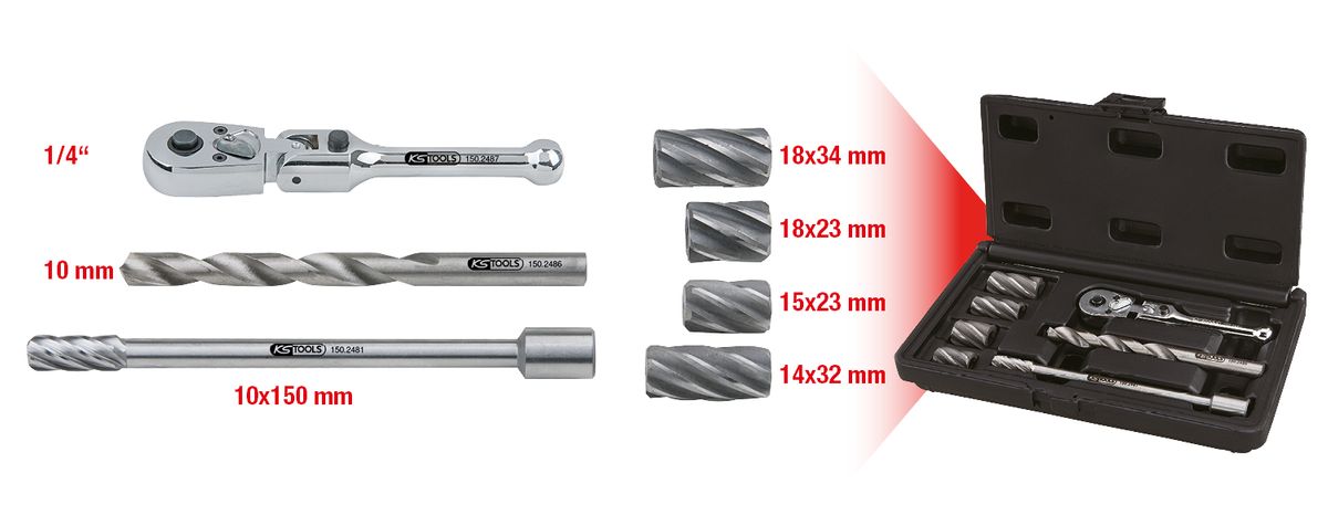 KS TOOLS ABS-Sensoren-Reibahlen-Satz, 7-tlg ( 150.2480 ) - Toolbrothers