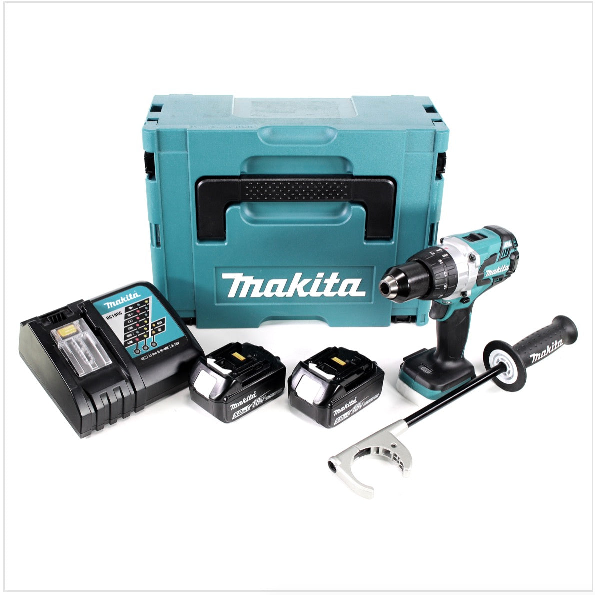 Makita DDF 481 RTJ Akku Bohrschrauber 18 V 115Nm + 2x Akkus 5,0Ah + Ladegerät im Makpac 2 - Toolbrothers