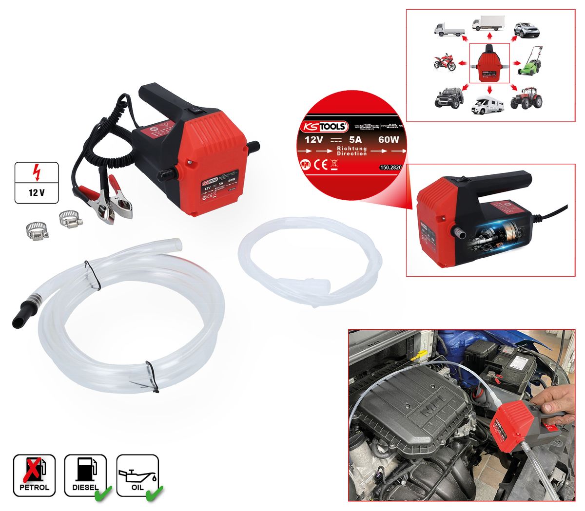 KS TOOLS Elektrische Öl-Absaug- und Umfüllpumpe ( 150.2820 ) - Toolbrothers