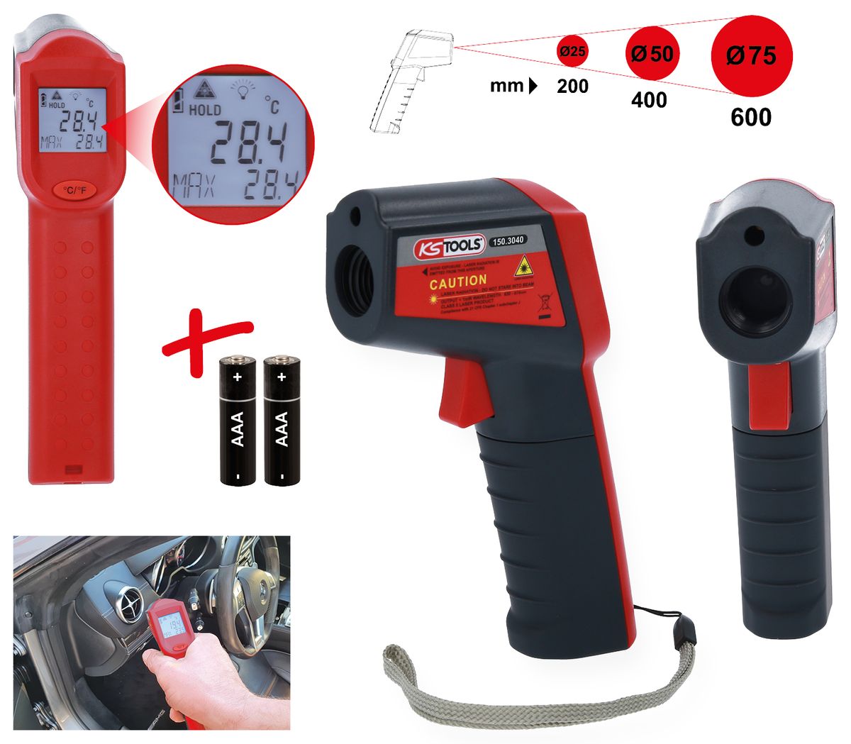 KS TOOLS Infrarot-Thermometer, -38° bis 520° ( 150.3040 ) - Toolbrothers