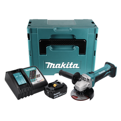 Makita DGA 452 RF1J Akku Winkelschleifer 18 V 115 mm + 1x Akku 3,0 Ah + Ladegerät + Makpac - Toolbrothers