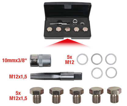 KS TOOLS Ölablassschrauben-Gewindereparatur-Satz, 12-tlg M12 x 1,5 ( 150.4915 ) - Toolbrothers