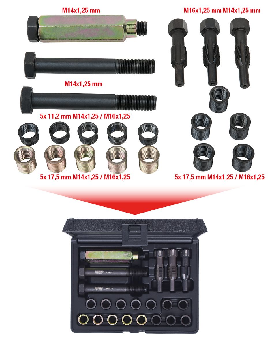 KS TOOLS THREADfix Reparatur-Satz M14x1,25 f.Zündkerzen,21-tlg ( 150.5080 ) - Toolbrothers