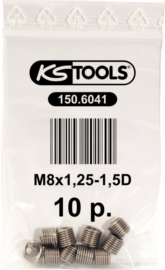 KS TOOLS Gewindeeinsatz M8x1,25, 10,8mm, 10er Pack ( 150.6041 ) - Toolbrothers