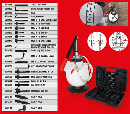 KS TOOLS Universal Getriebeöl-Füllsystem-Satz mit 23-tlg Adaptersatz ( 150.9105 ) - Toolbrothers