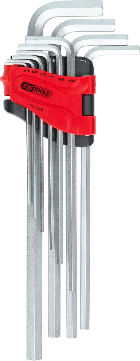 KS TOOLS Innensechskant-Winkelstiftschlüssel-Satz, extra lang, 10-tlg Zoll ( 151.4960 ) - Toolbrothers