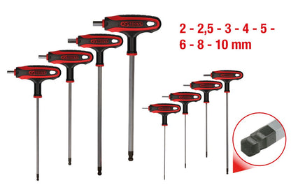 KS TOOLS T-Griff-Innensechskant-Kugelkopf-Schlüssel-Satz, 8-tlg ( 151.8155 ) - Toolbrothers