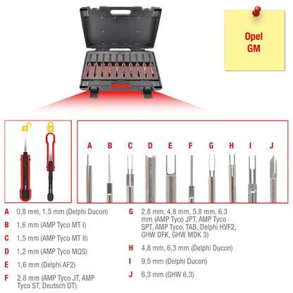 KS TOOLS Entriegelungswerkzeug-Satz, 10-tlg für Opel / GM Steckkontakte  ( 154.0155 ) - Toolbrothers