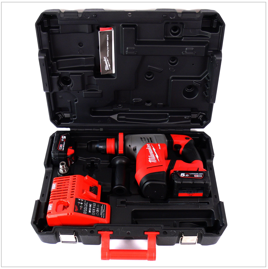 Milwaukee M18 CHPX-502C FUEL Brushless Akku Bohrhammer mit 2 x 5 Ah Akku, Lader, Koffer - Toolbrothers