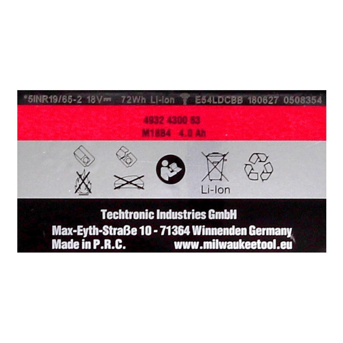 Milwaukee M18 B4 Akku 18 V / 4,0 Ah / 4000 mAh RED Li-Ion ( 4932430063 ) - Toolbrothers