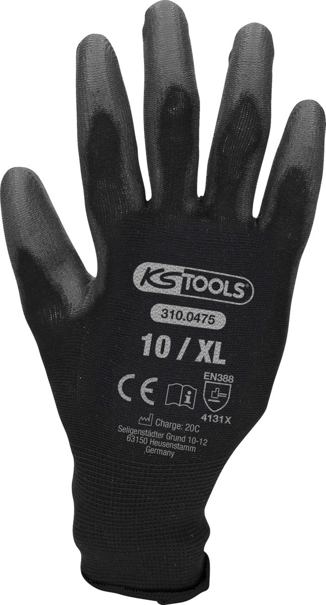 KS TOOLS Mikro-Feinstrickhandschuhe, schwarz, 10, 12 Paar ( 310.0475 ) - Toolbrothers