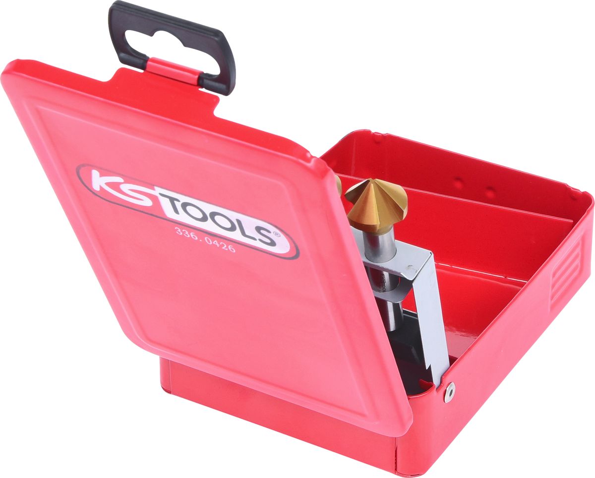 KS TOOLS HSS TiN Kegel-Entgratsenker-Satz, Stahlblechkassette 6-tlg ( 336.0426 ) - Toolbrothers