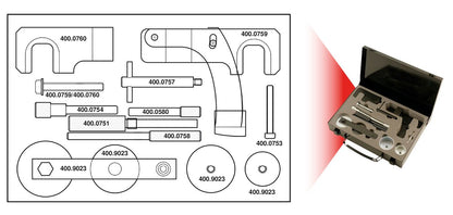 KS TOOLS Motoreinstell-Werkzeug-Satz für Nissan / Opel / Renault, 15-tlg ( 400.0750 )