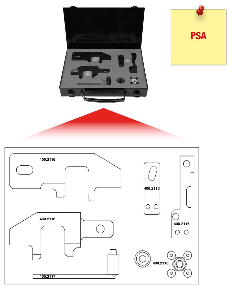 KS TOOLS Motoreinstell-Werkzeug-Satz für PSA, 11-tlg ( 400.2115 )