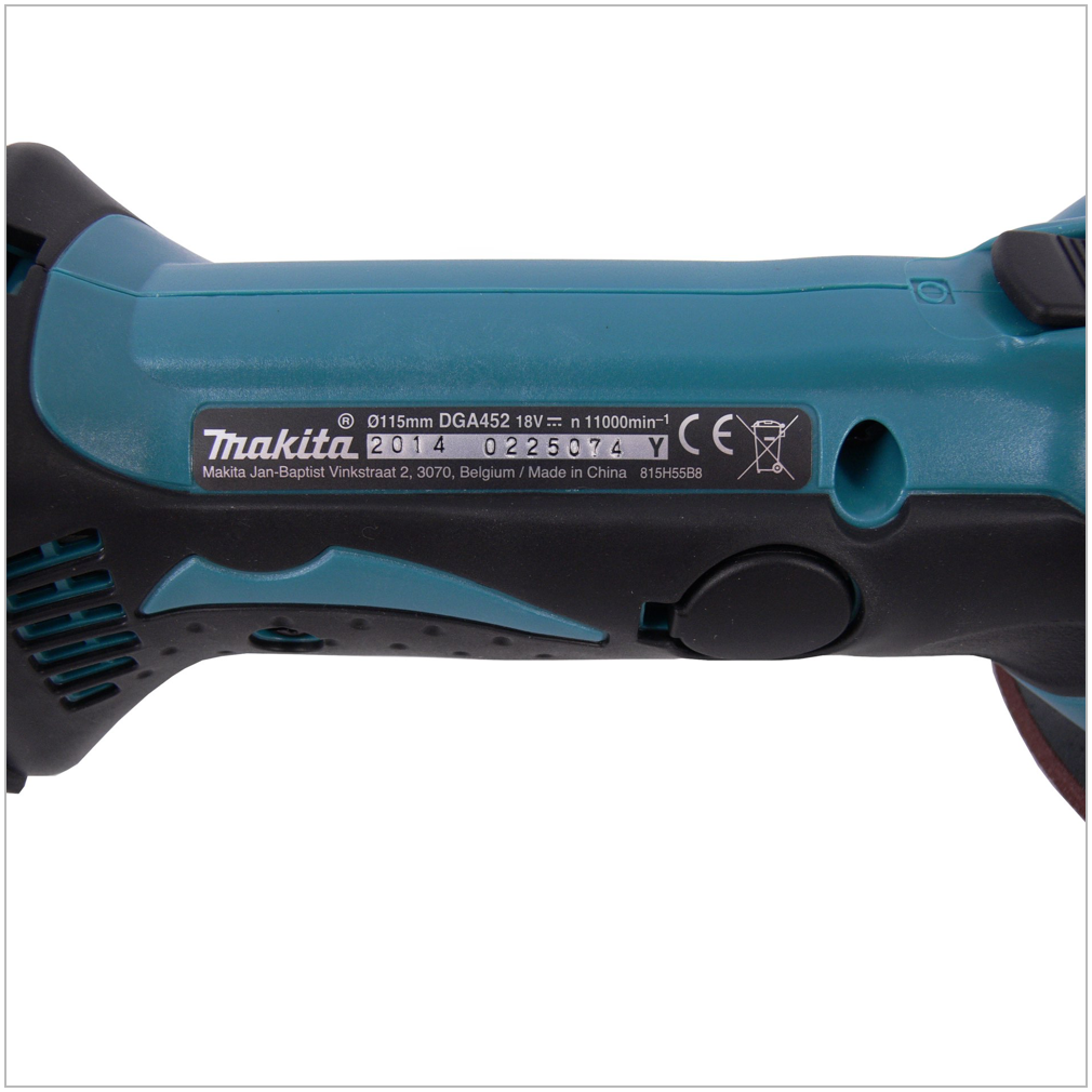 Makita DGA 452 ZE Akku Winkelschleifer 18V 115mm Solo + 1x passende Einlage für Makpac (  837632-8 ) - ohne Akku, ohne Ladegerät - Toolbrothers