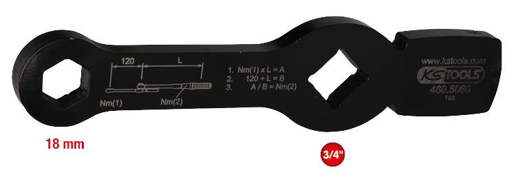 KS TOOLS 3/4" Schlag-Sechskant-Schlüssel mit 2 Schlagflächen, 18mm ( 460.5060 ) - Toolbrothers