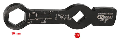 KS TOOLS 3/4" Schlag-Sechskant-Schlüssel mit 2 Schlagflächen, 30mm ( 460.5061 ) - Toolbrothers