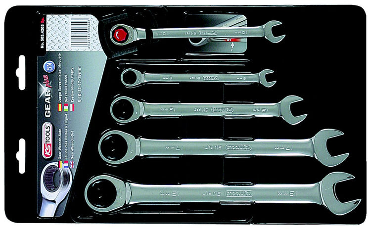 KS TOOLS GEARplus Ratschenringmaulschlüssel-Satz, 5-tlg 5/16"-3/4" ( 503.4202 ) - Toolbrothers