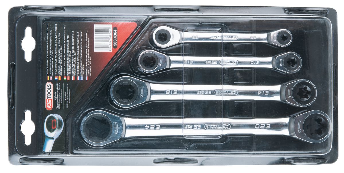 KS TOOLS GEARplus Torx-E-Doppel-Ratschenringschlüssel-Satz, 4-tlg ( 503.4364 ) - Toolbrothers