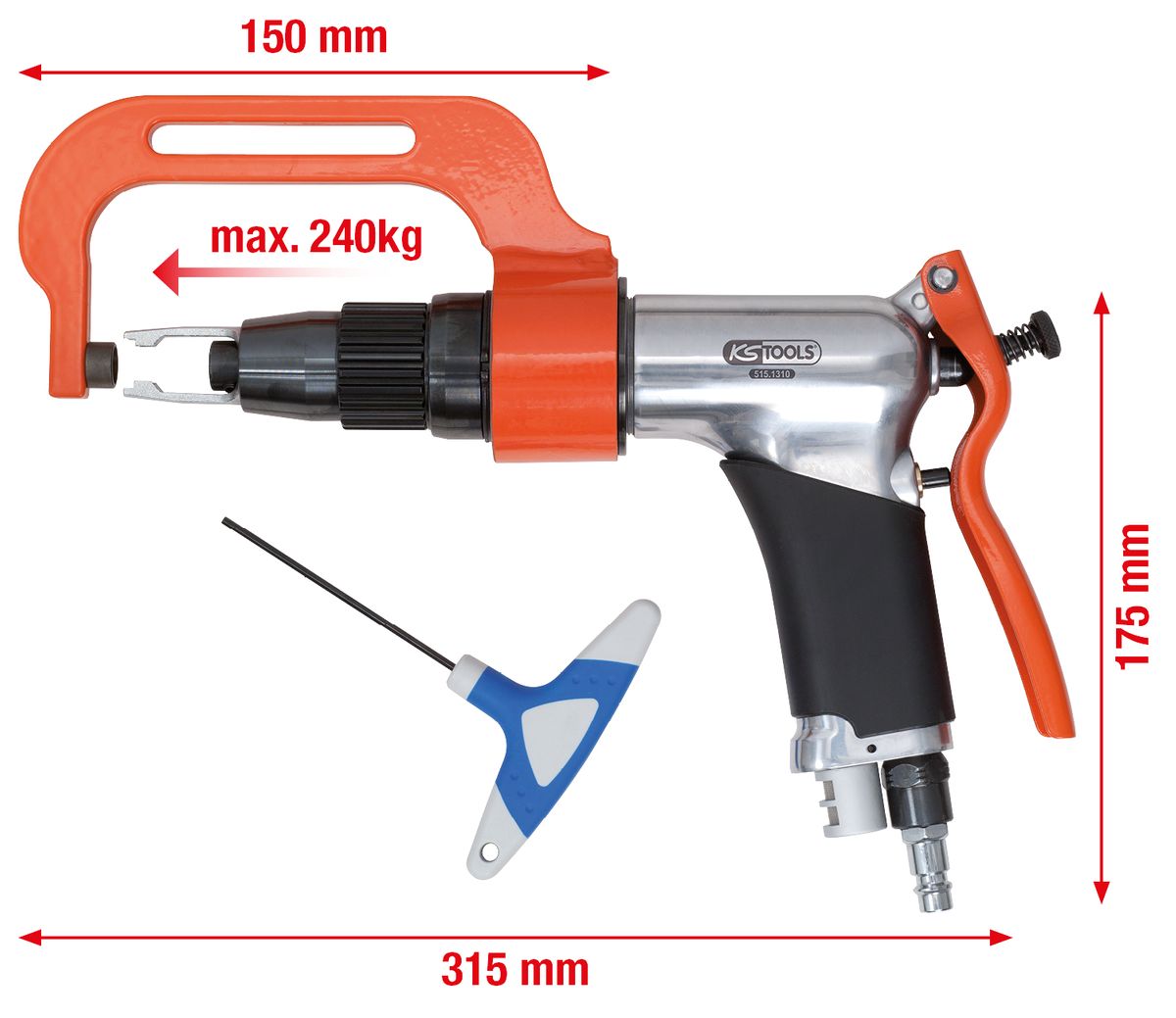 KS TOOLS Druckluft-Schweißpunkt-Bohrmaschinen-Satz, 3-tlg ( 515.1310 ) - Toolbrothers