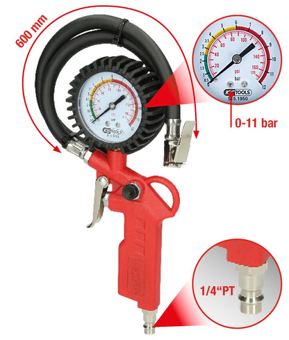 KS TOOLS Druckluft-Reifenfüllmesser, 0-12bar ( 515.1950 ) - Toolbrothers