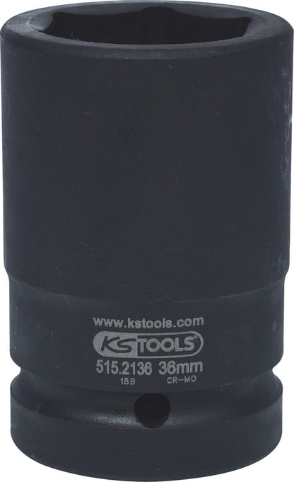 KS TOOLS 1" Sechskant-Kraft-Stecknuss, mittel lang, 36mm ( 515.2136 ) - Toolbrothers