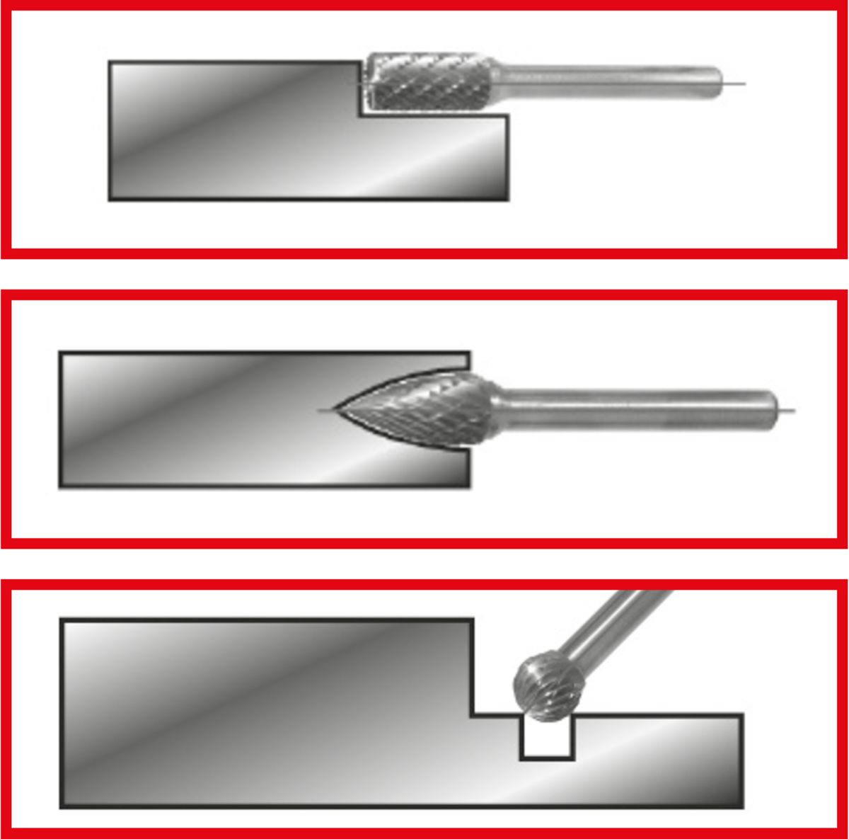 KS TOOLS HM Frässtift-Satz in Stahlblechkassette, 3-tlg ( 515.3203 ) - Toolbrothers