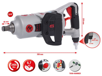 KS TOOLS 3/4" superMONSTER Hochleistungs-Druckluft-Schlagschrauber, 3405Nm ( 515.3250 ) - Toolbrothers