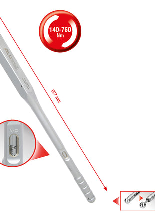 KS TOOLS 3/4"ALUTORQUEprecision-Drehmomentschlüssel, 140-760Nm, Rechtsanzug, Einzelvierkant  ( 516.5045 )