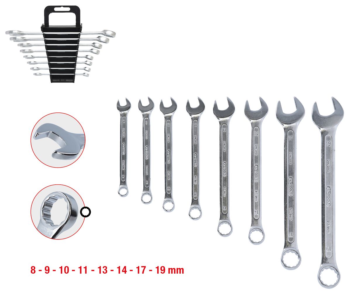 KS TOOLS Ringmaulschlüssel-Satz, abgewinkelt, 8-tlg 8-19mm ( 517.0048 ) - Toolbrothers