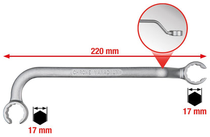 KS TOOLS Doppel-Ringschlüssel für Einspritzleitungen, 17 x 17 mm ( 517.0057 ) - Toolbrothers