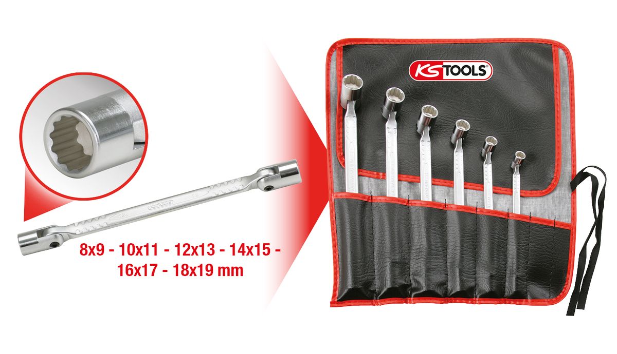 KS TOOLS Doppel-Gelenkschlüssel-Satz, 6-tlg ( 517.0310 ) - Toolbrothers