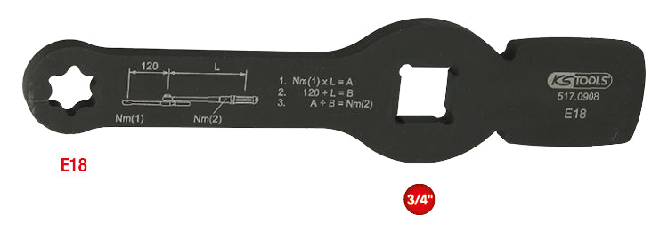 KS TOOLS 3/4" Schlag-Torx-E-Schlüssel mit 2 Schlagflächen, E18 ( 517.0908 ) - Toolbrothers