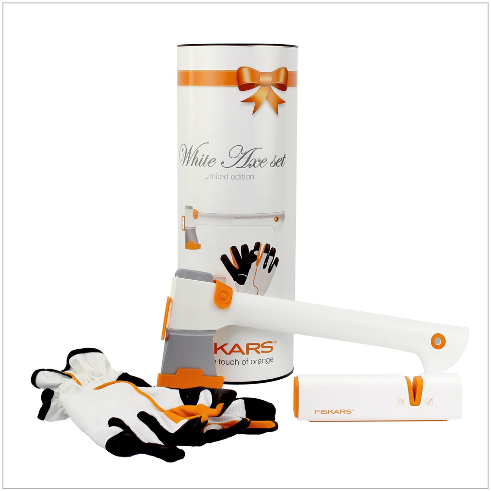 Fiskars White Axe Set Limited Edition - Universalaxt + Xsharp + Handschuhe ( 129040 ) - Toolbrothers