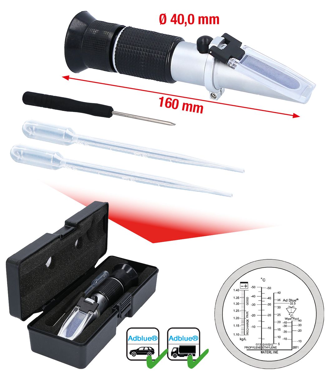 KS TOOLS Refraktometer - optisches Prüfgerät für Batterieflüssigkeit, Frostschutzmittel und AdBlue®-Zusätze ( 550.1285 ) - Toolbrothers