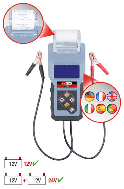 KS TOOLS 12V Digital-Batterie- und Ladesystemtester mit integriertem Drucker ( 550.1646 ) - Toolbrothers