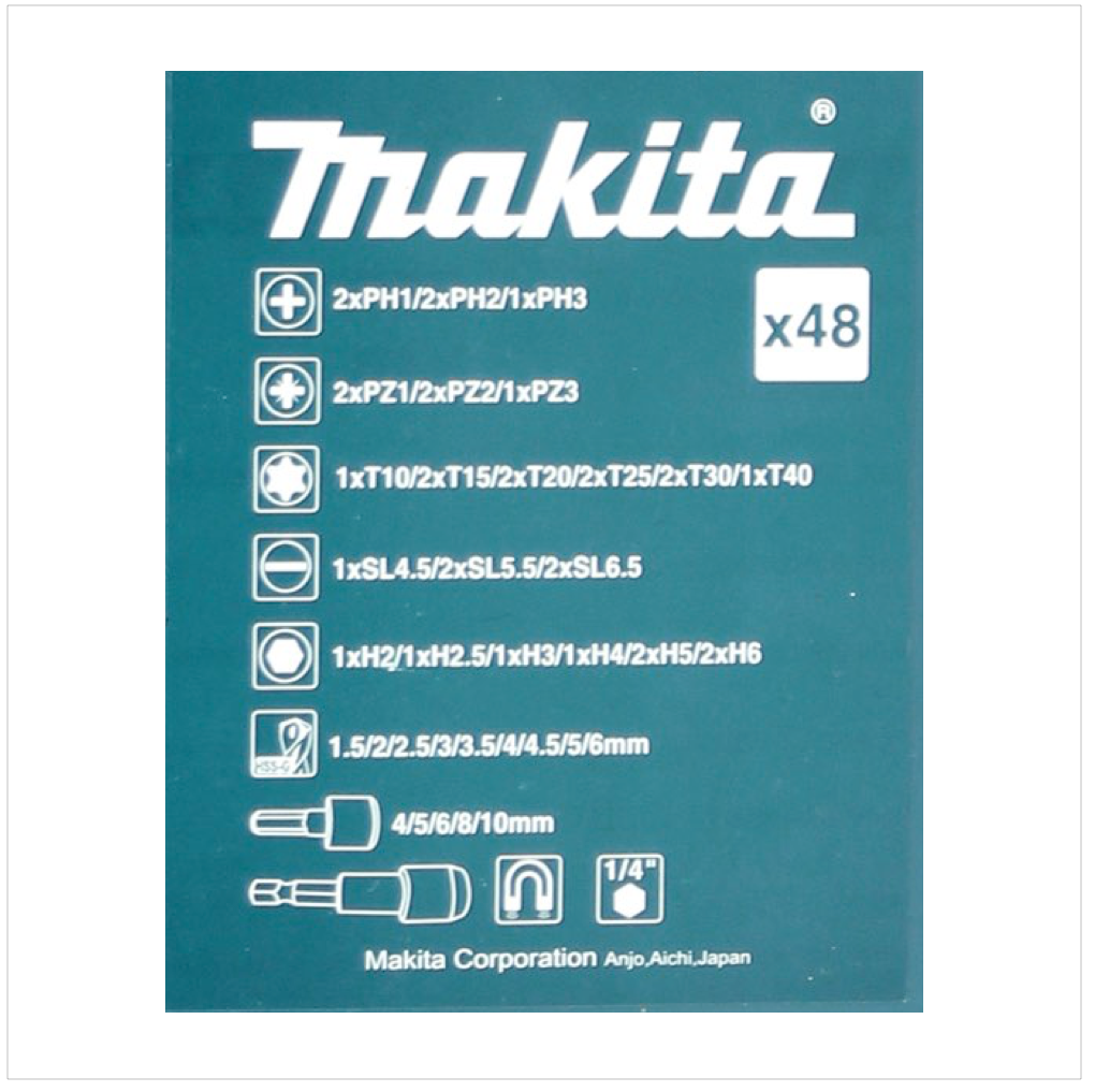 Makita B-28620 Bit und Bohrer Set - 48 teilig mit HSS-G Bohrern in Kunststoffbox - Toolbrothers