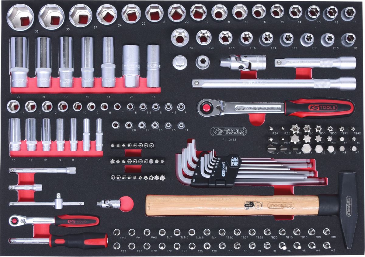 KS TOOLS SCS 1/4"+1/2" Steckschlüssel-Satz, 163-tlg in 1/1 Systemeinlage ( 711.0163 ) - Toolbrothers