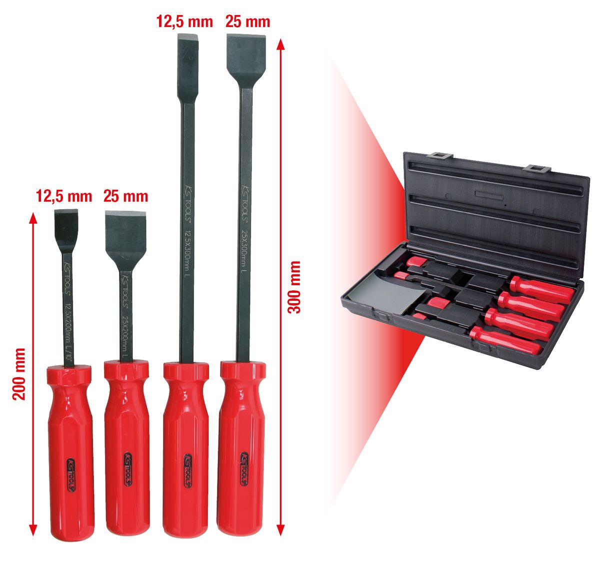 KS TOOLS Dichtungsschaber-Satz, 4-tlg ( 907.2230 ) - Toolbrothers