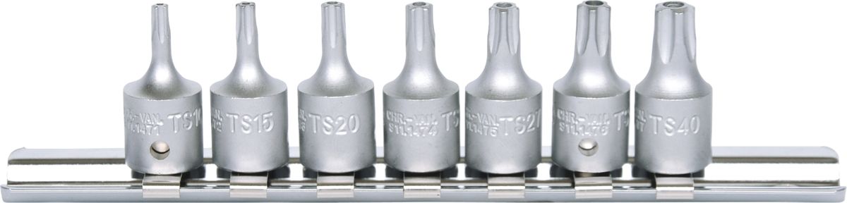 KS TOOLS 1/4" Bit-Stecknuss-Satz für Fünfstern-Schrauben, 7-tlg mit Stirnlochbohrung ( 911.1470 ) - Toolbrothers