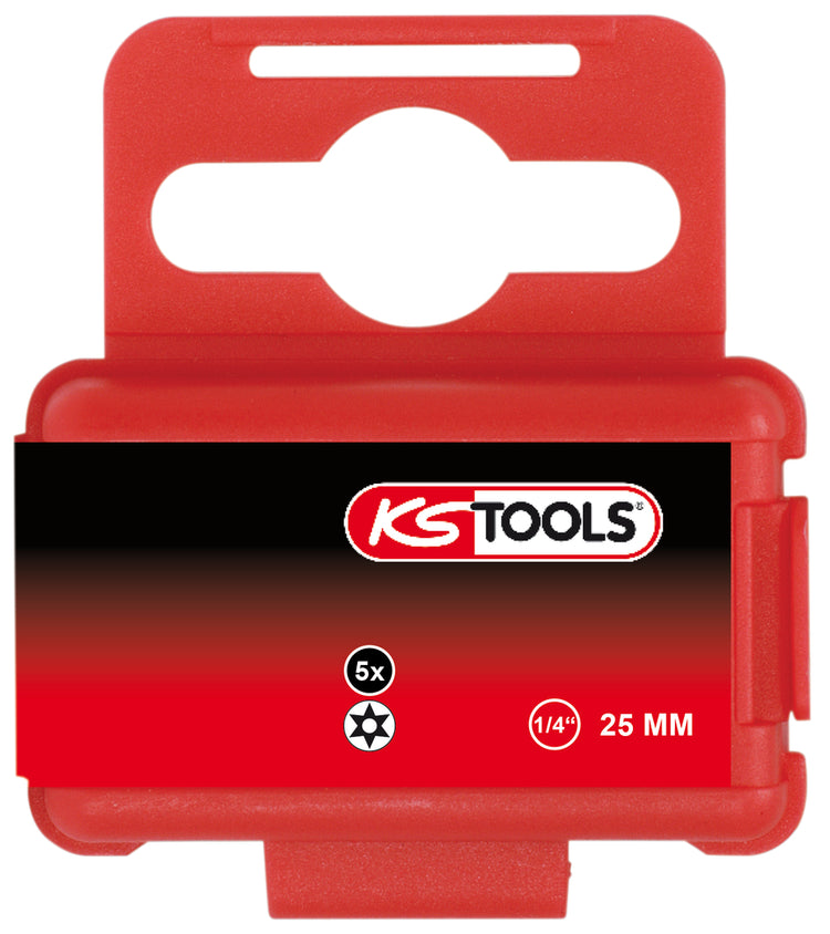 KS TOOLS 1/4" Bit Torx, Bohrung, 25mm, TB8, 5er Pack ( 911.2277 ) - Toolbrothers