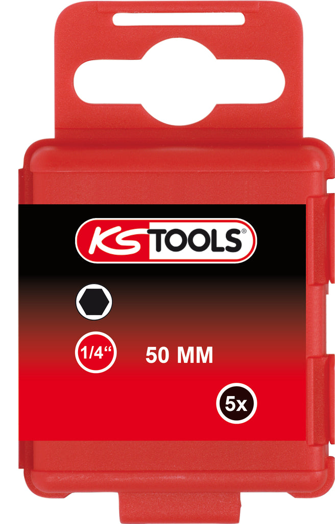 KS TOOLS 1/4" Bit Innensechskant, 50mm, 4mm, 5er Pack ( 911.2813 ) - Toolbrothers