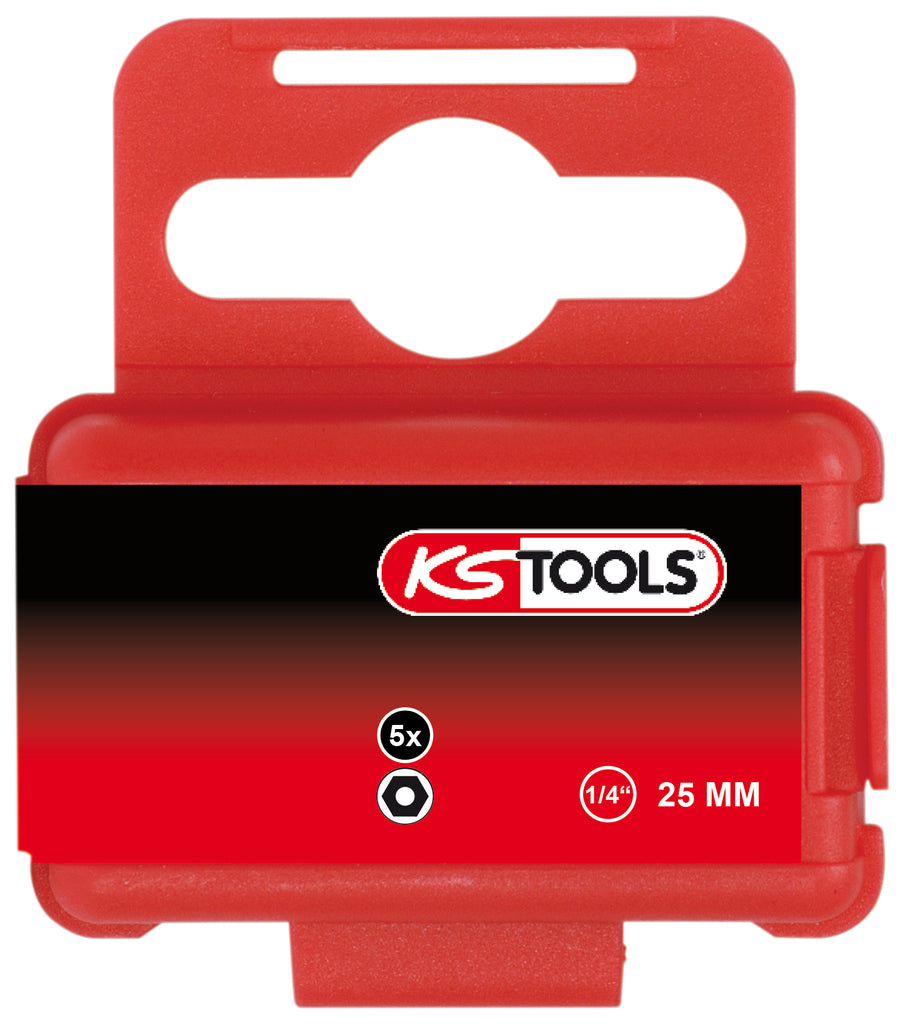 KS TOOLS 1/4" Bit Innensechskant,Bohrung,25mm,3mm,5er Pack ( 911.2941 ) - Toolbrothers