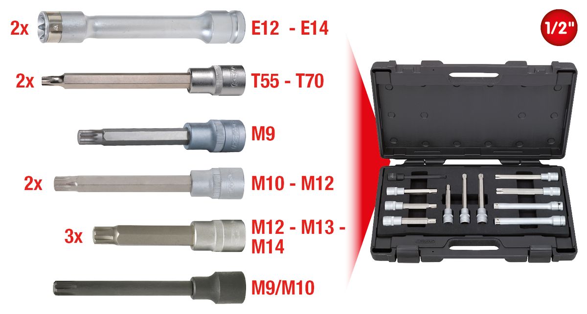 KS TOOLS 1/2" Zylinderkopf-Schrauben-Steckschlüssel-Satz, 11-tlg ( 911.4460 ) - Toolbrothers