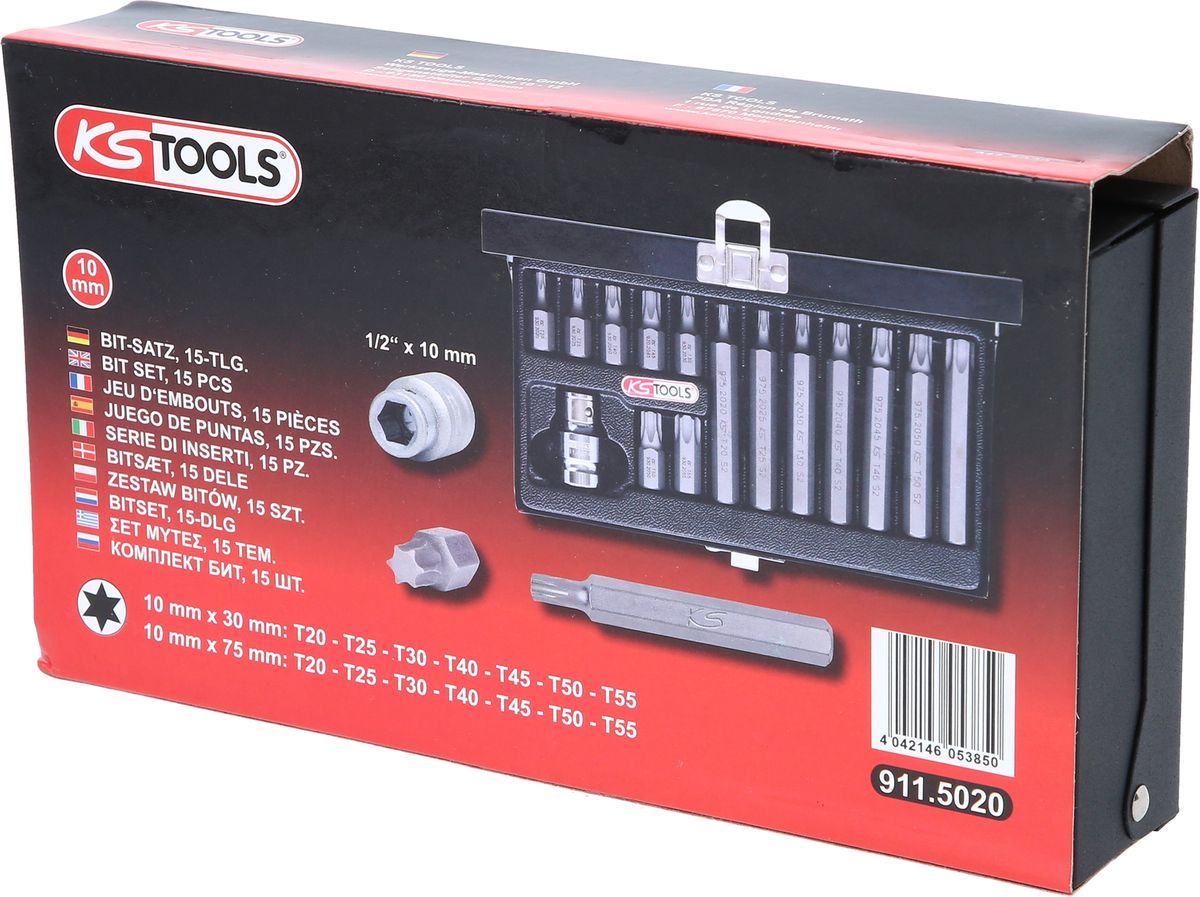 KS TOOLS 10mm Bit-Satz, 15-tlg, Torx ( 911.5020 ) - Toolbrothers