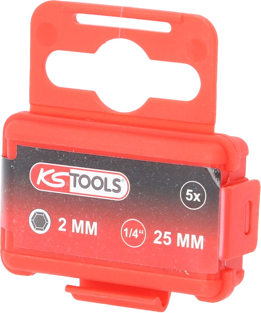 KS TOOLS 1/4" Bit Innensechskant, 25mm, Kugelkopf, 2mm, 5er Pack ( 911.8396 ) - Toolbrothers