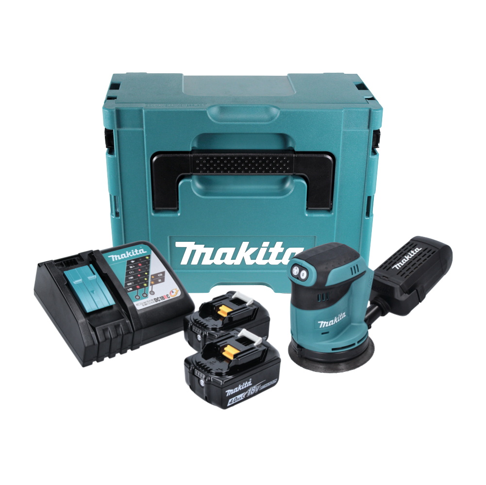 Makita DBO 180 RMJ Akku Exzenterschleifer 18 V 125 mm + 2x Akku 4,0 Ah + Ladegerät + Makpac - Toolbrothers