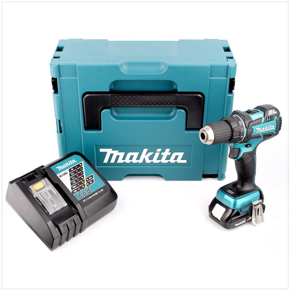 Makita DDF 480 Y1J-D 18 V Brushless Akku Bohrschrauber im Makpac mit 1 x 1,5 Ah Akku + Lader - Toolbrothers