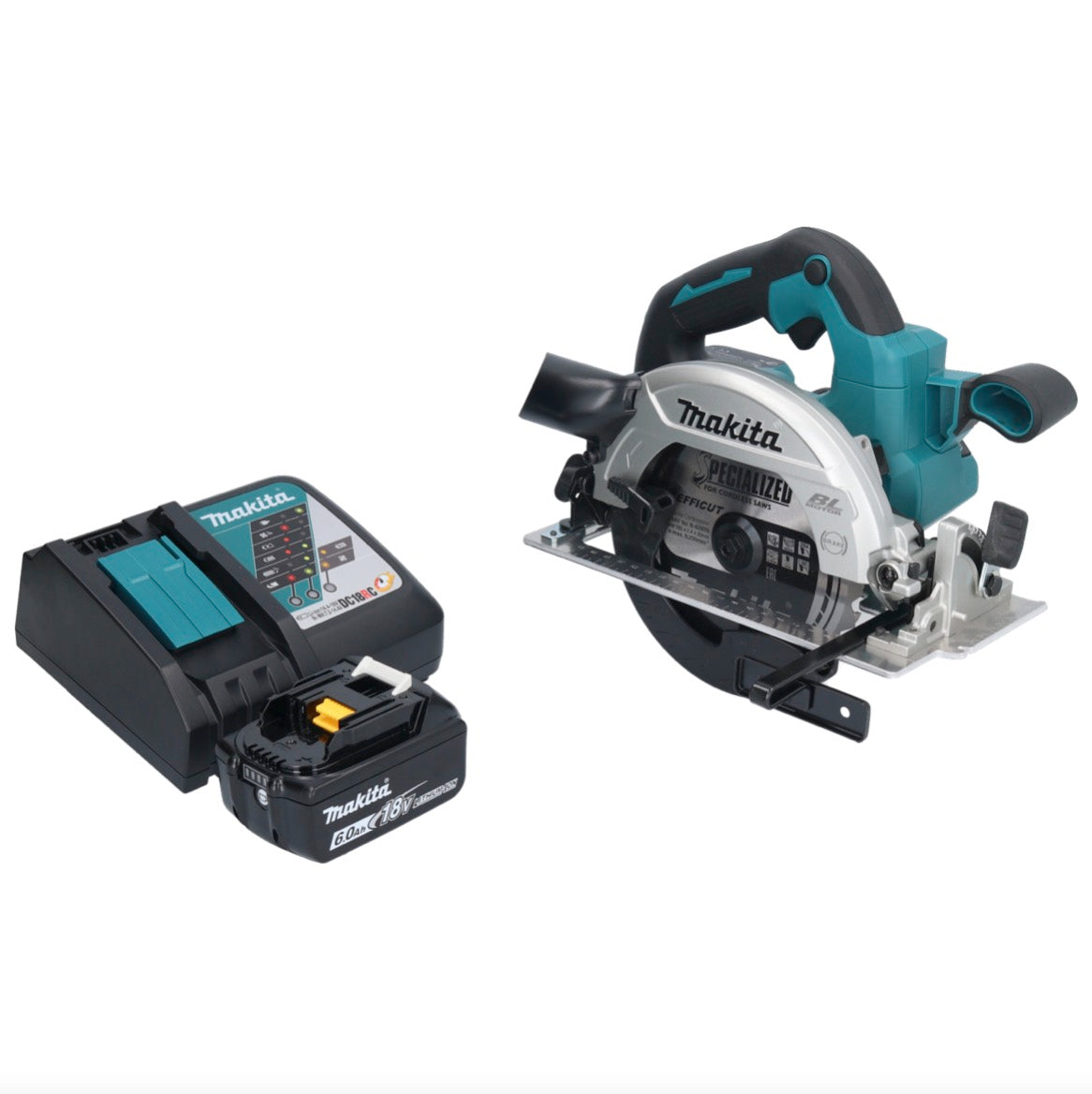 Makita DHS 661 RG1U Akku Handkreissäge 18 V 165 mm Brushless + 1x 6,0 Ah Akku + Ladegerät - Toolbrothers