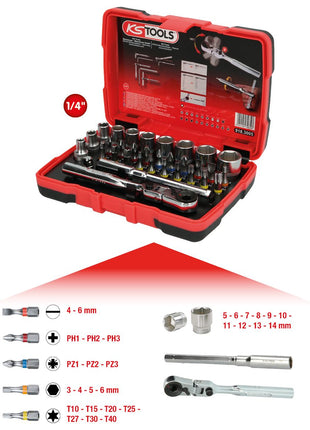 KS TOOLS 1/4" TORSIONpower Bit-Stecknuss-Box, 33-tlg ( 918.3005 ) - Toolbrothers